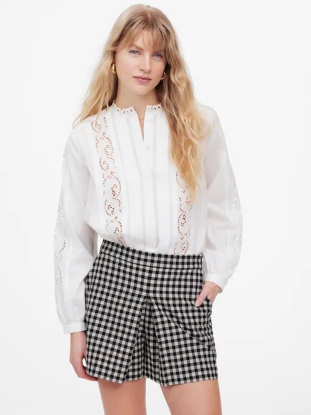 Madewell Gingham Mini Skort wool blend black and white Size 00